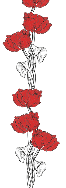 Tapis vinyle chambre motif tulipes rouges verticales - TenStickers