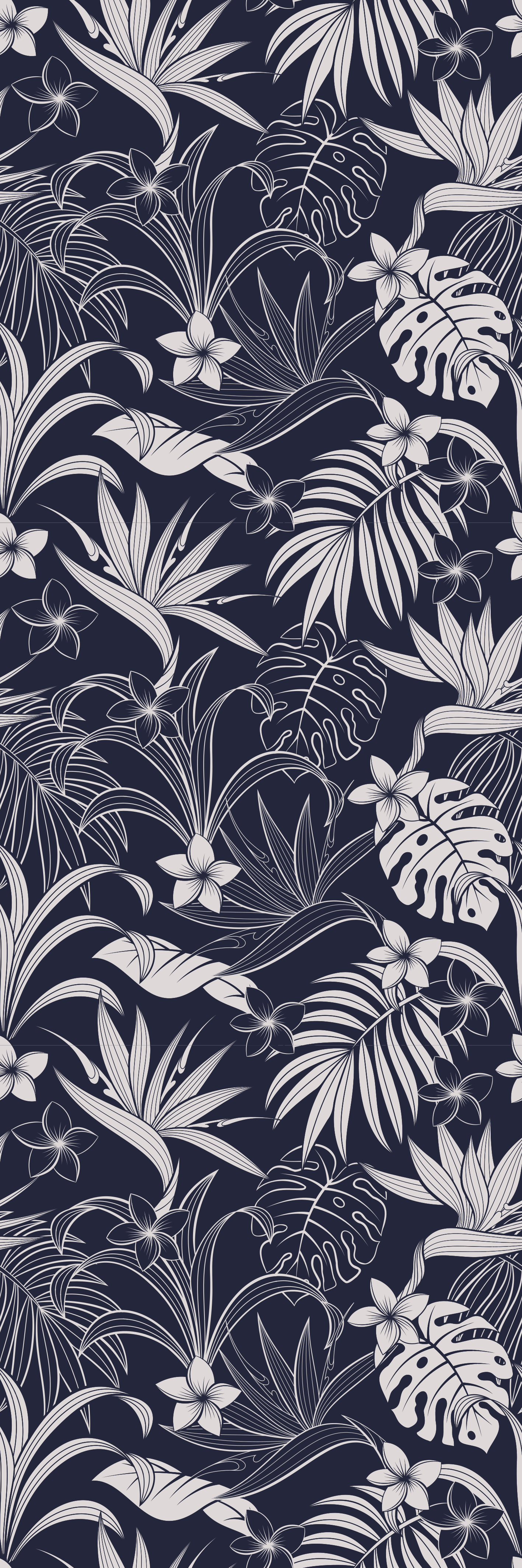 Tapis vinyle chambre motif tropical gris hamptons - TenStickers