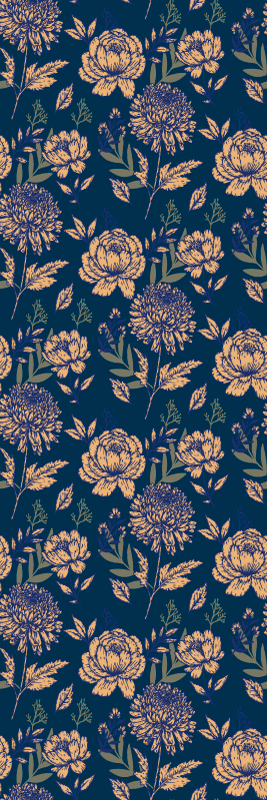 Tapis vinyle chambre motif bleu et jaune provincial - TenStickers