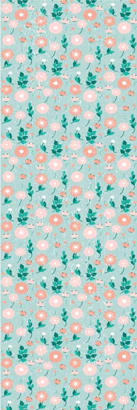 Tapis vinyle chambre fleurs bleues style shabby chic - TenStickers