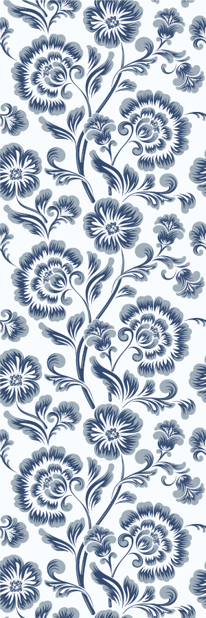 Tapis vinyle chambre motifs fleurs bleues grandmillenial - TenStickers