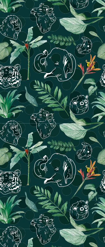 Tapis vinyle chambre motifs animaux jungle colorés - TenStickers