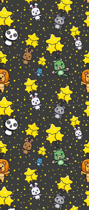 Tapis vinyle chambre animaux mignons en ballon - TenStickers