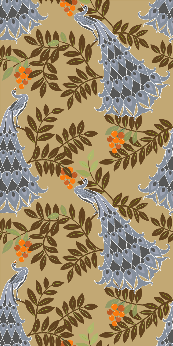 Tapis vinyle chambre design paon gris style africain - TenStickers