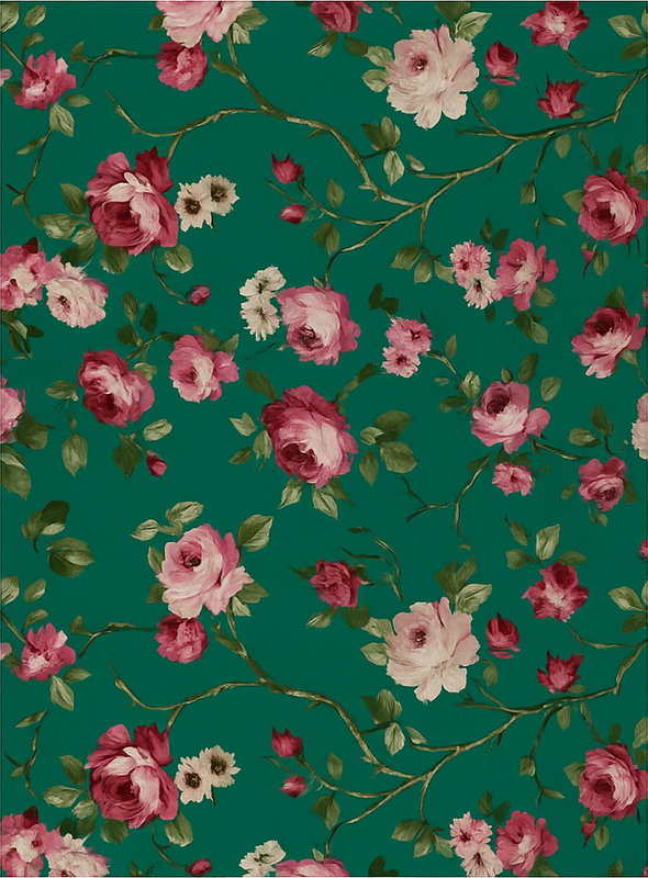 Tapis vinyle chambre motif fleurs arbre peintes - TenStickers