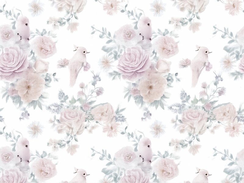 Tapis vinyle chambre design floral élégant gris - TenStickers