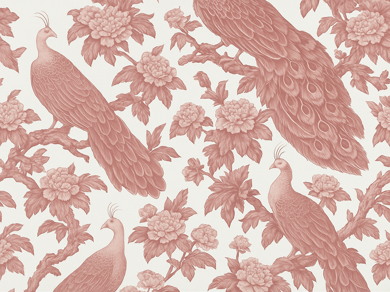 Tapis vinyle chambre motif paons roses - TenStickers