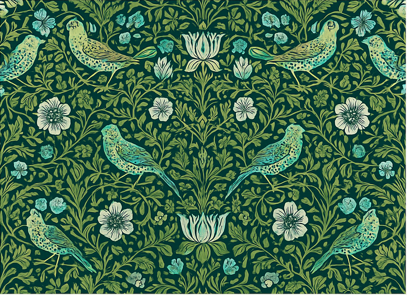 Tapis vinyle chambre floral et oiseau ornemental - TenStickers