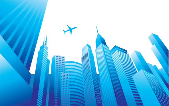 Tapis vinyle chambre décoratif ville et avion volant - TenStickers