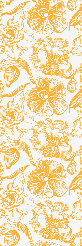 Tapis vinyle bureau motif fleurs d'orchidées jaunes - TenStickers