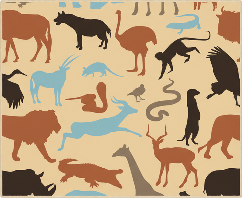 Tapis vinyle chambre silhouette animaux safari - TenStickers