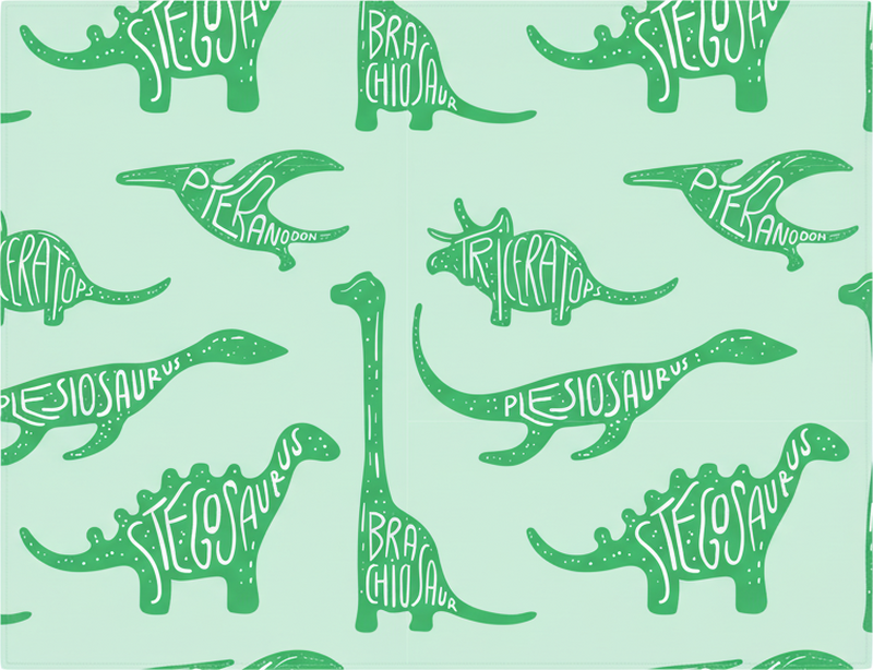 Tapis vinyle chambre dinosaures verts avec noms - TenStickers