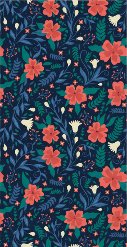 Tapis vinyle chambre fleurs artistiques nordiques - TenStickers