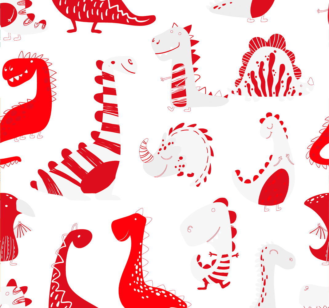 Tapis vinyle chambre esquisses de dinosaures rouges - TenStickers