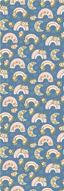 Tapis vinyle chambre motif enfant arc-en-ciel et fleurs - TenStickers