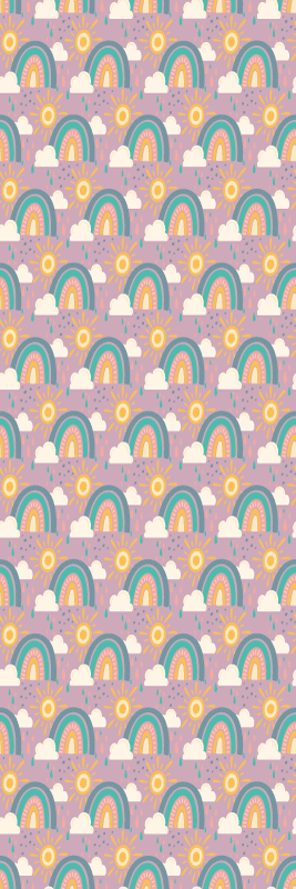 Tapis vinyle chambre motif mignon avec soleil et arc-en-ciel - TenStickers