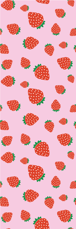 Tapis vinyle chambre motif fraises sur fond rose - TenStickers