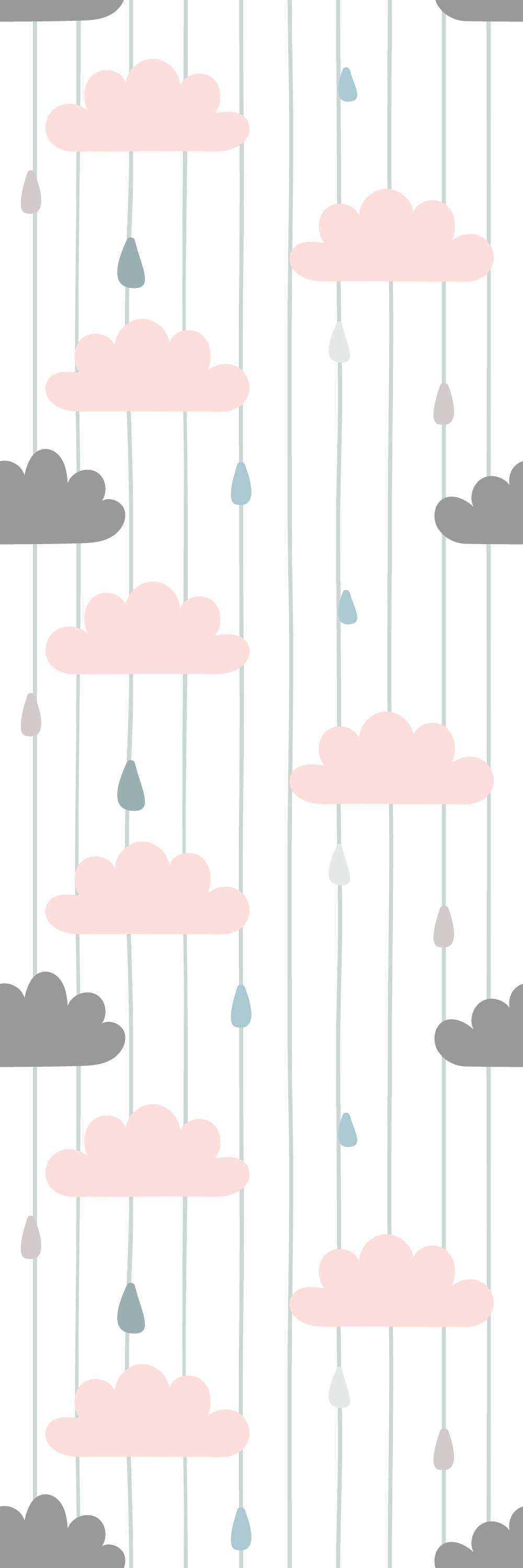 Tapis vinyle chambre nuages roses et gris - TenStickers