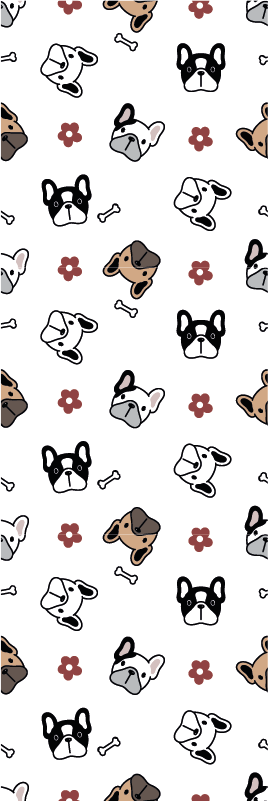 Tapis vinyle chambre fleurs et bulldogs français - TenStickers