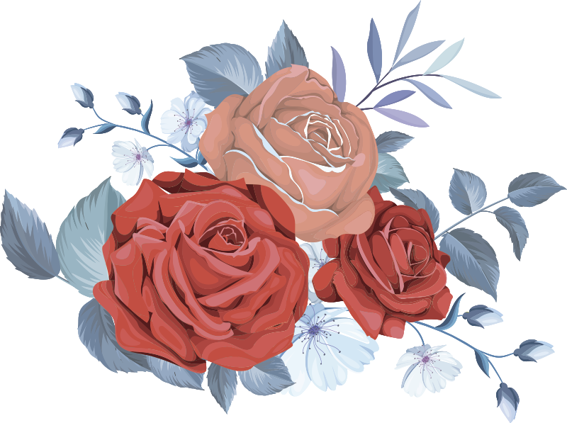 Tapis vinyle chambre fleurs bouquet bleu - TenStickers