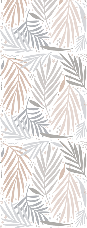 Tapis vinyle nordique motif feuilles abstraites grises - TenStickers