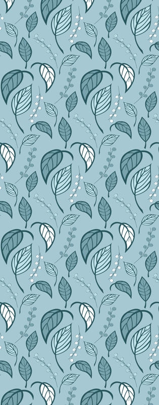 Tapis vinyle nordique motif feuilles bleues scandinaves - TenStickers