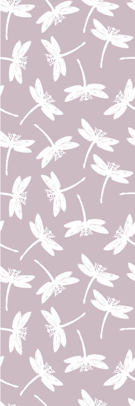 Tapis vinyle nordique peinture de libellule rose - TenStickers