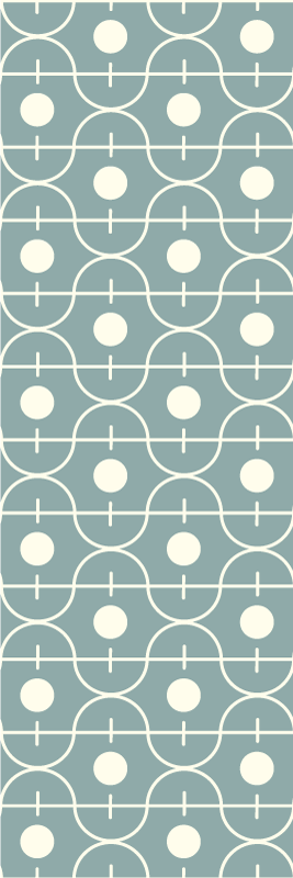 Tapis vinyle nordique motif bleu japandi lignes géométriques - TenStickers