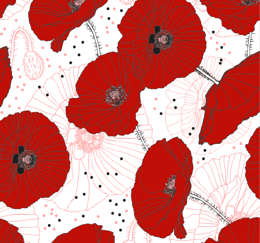 Tapis vinyle nature fleurs rouges dessinées - TenStickers