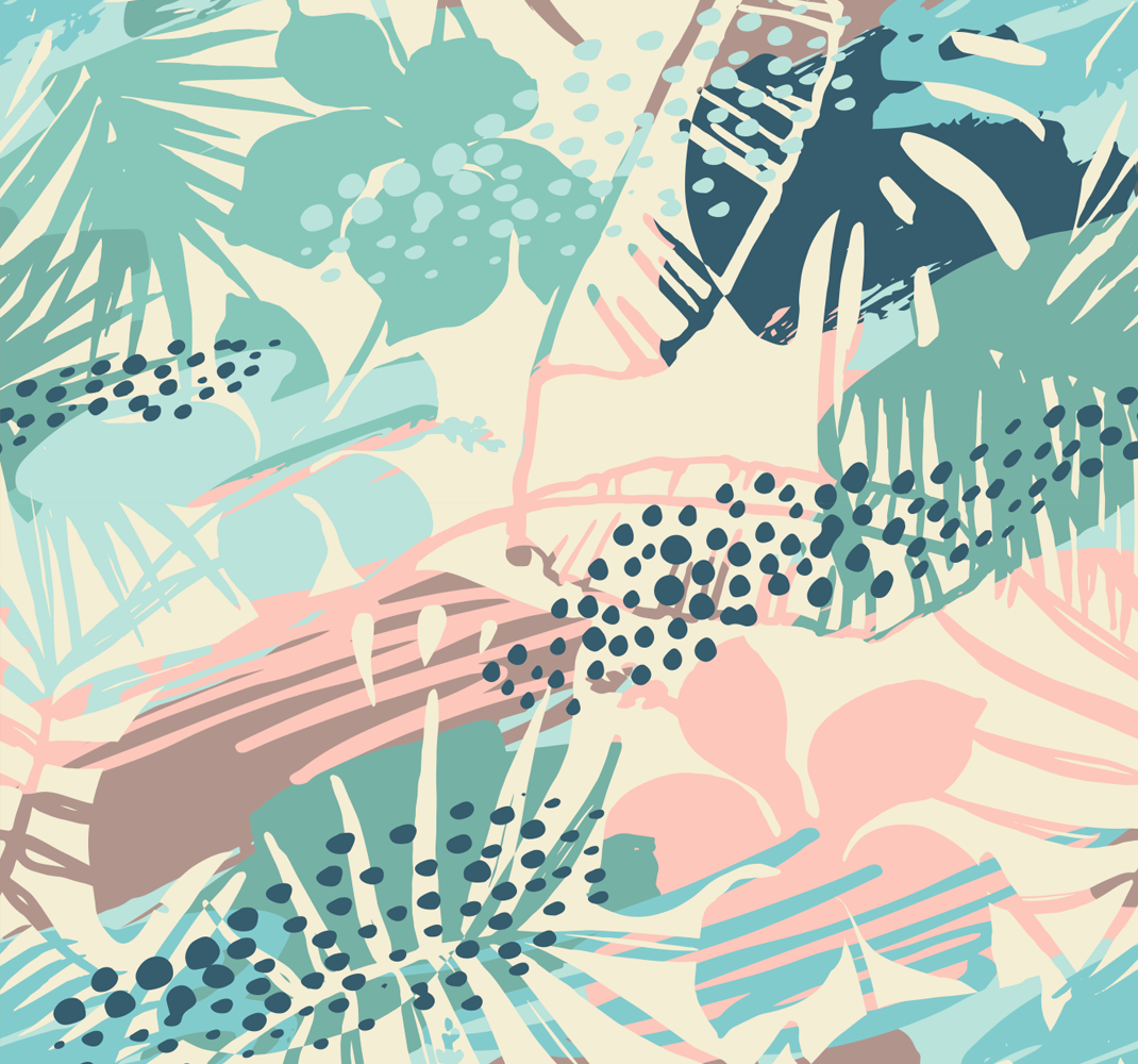 Tapis vinyle nature design tropical fleurs et points - TenStickers