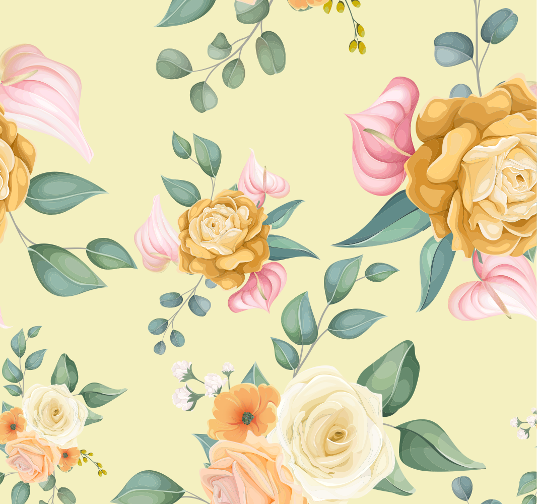 Tapis vinyle nature roses jaunes vintage - TenStickers