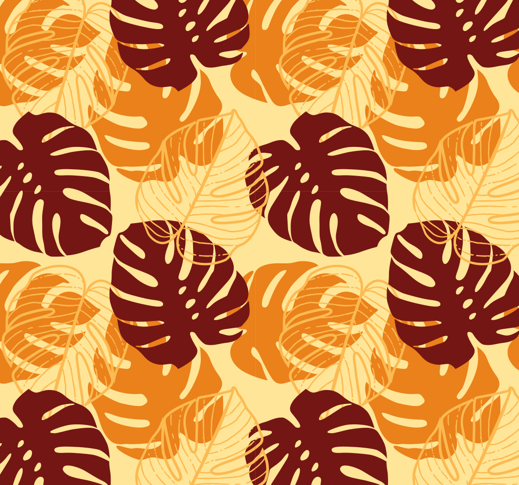 Tapis vinyle nature monstera rouge foncé et jaune - TenStickers