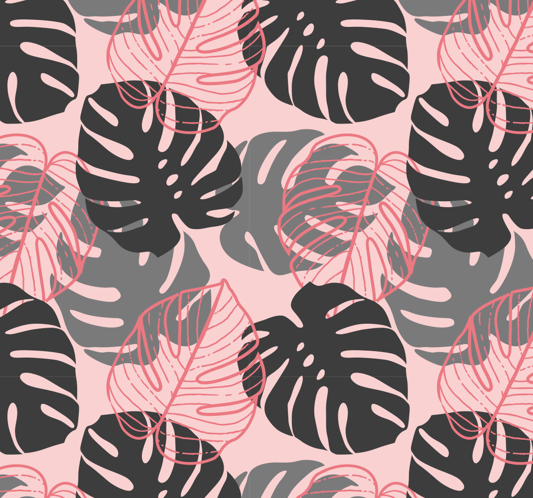 Tapis vinyle nature monstrosa rose et gris - TenStickers