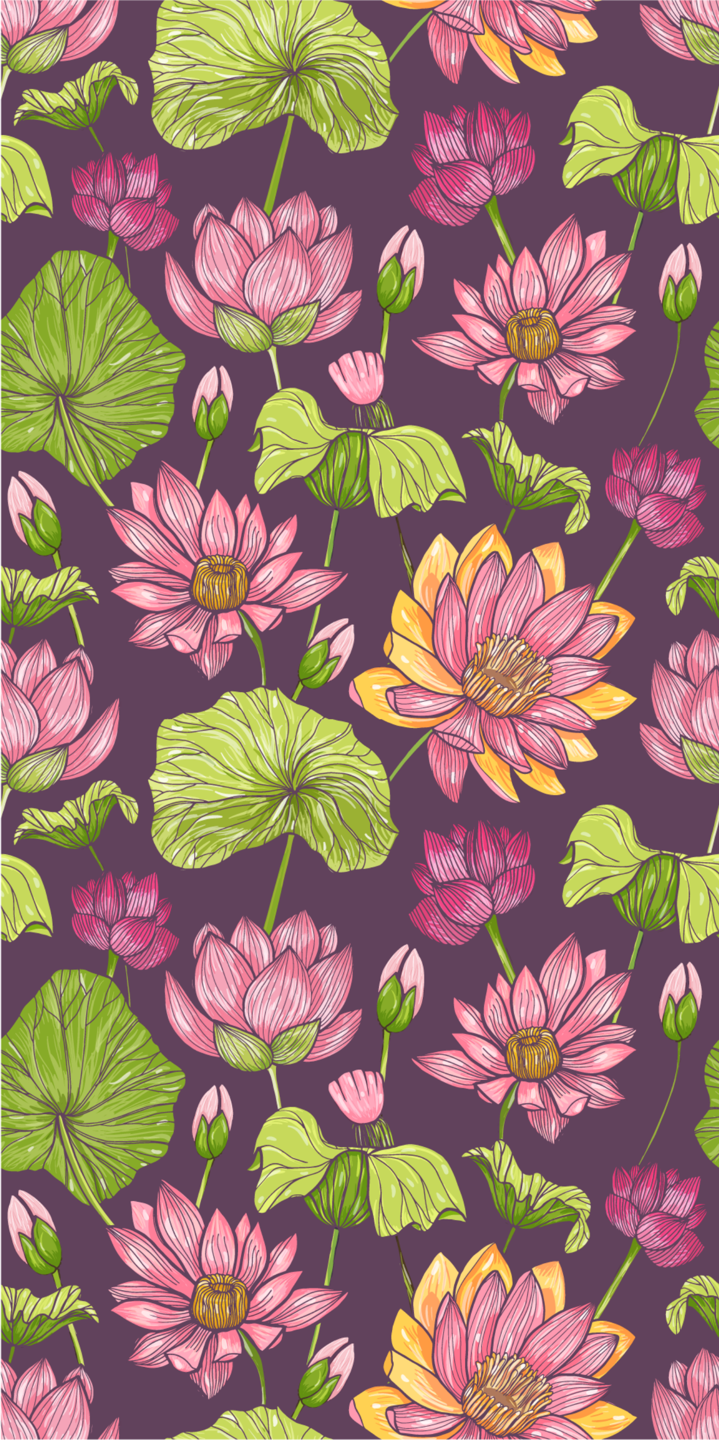 Tapis vinyle nature feuilles et fleurs de lotus - TenStickers