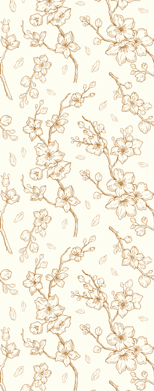 Tapis vinyle nature fleur de cerisier crème - TenStickers