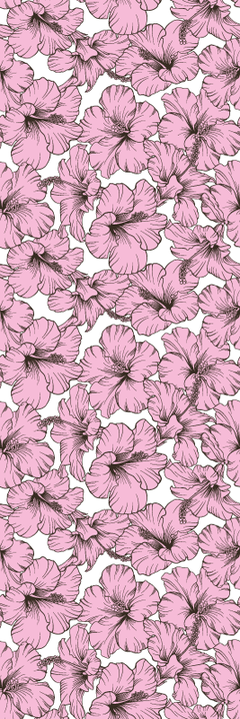 Tapis vinyle nature motif hibiscus rose - TenStickers