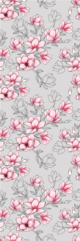 Tapis vinyle nature fleurs de magnolia sur fond argenté - TenStickers