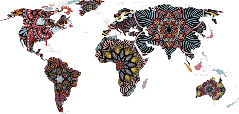 Tapis vinyle carte du monde mandala mondial - TenStickers