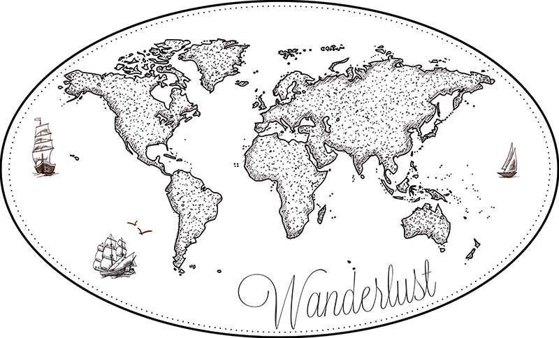 Tapis vinyle carte du monde carte du monde wanderlust - TenStickers