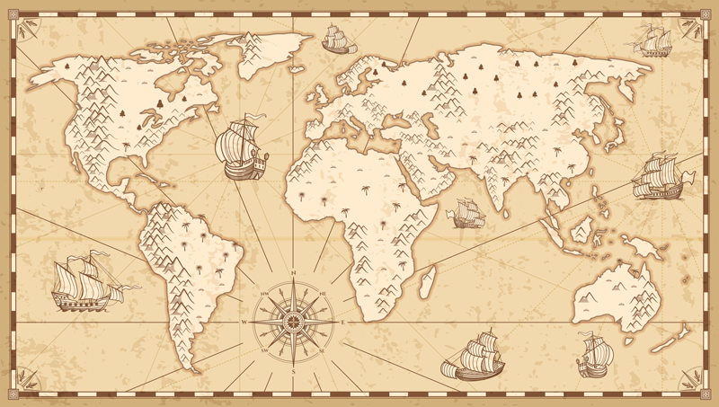 Tapis vinyle carte du monde vintage vieillie - TenStickers