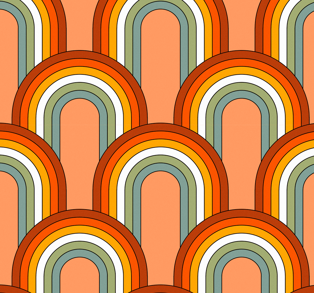 Tapis vinyle vintage motif arc-en-ciel années 70 - TenStickers