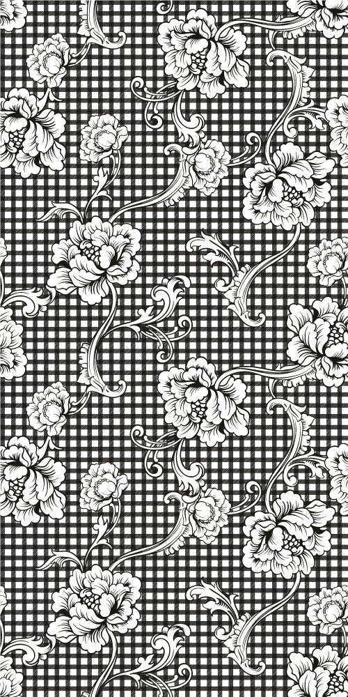 Tapis vinyle vintage motif vichy noir et blanc - TenStickers