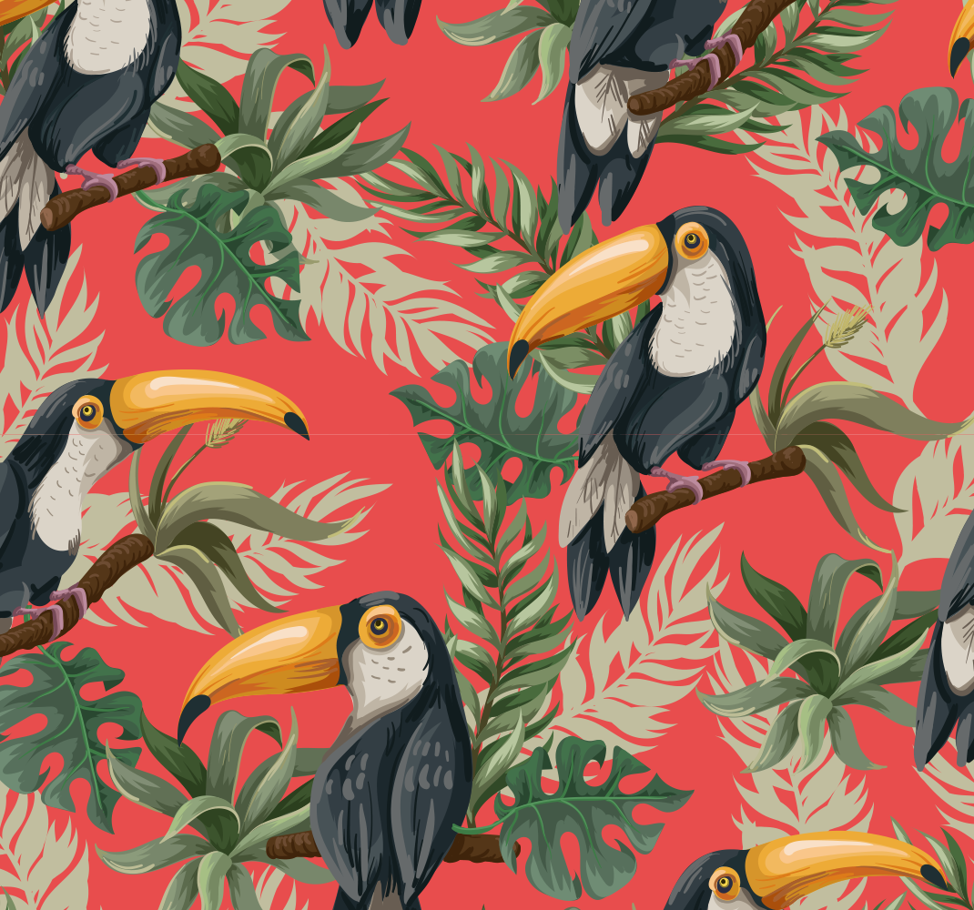 Tapis vinyle animal toucans tropicaux décor mural - TenStickers