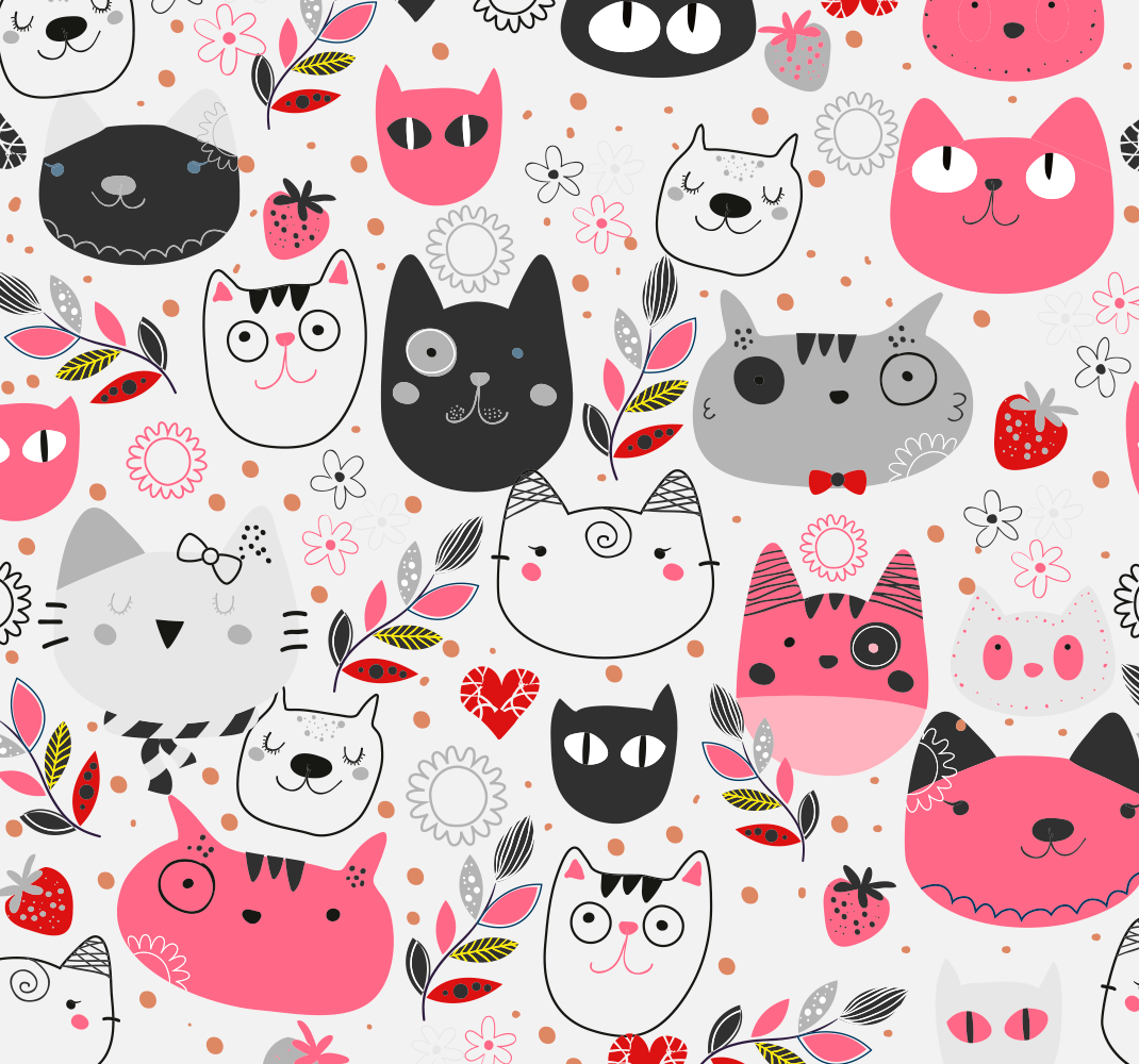 Tapis vinyle animal chats illustrés - TenStickers