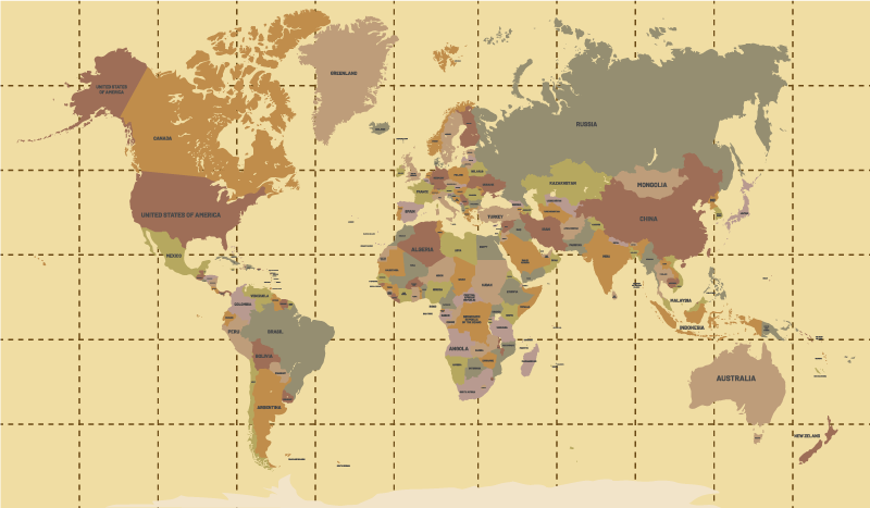 Tapis vinyle carte du monde beige vintage - TenStickers