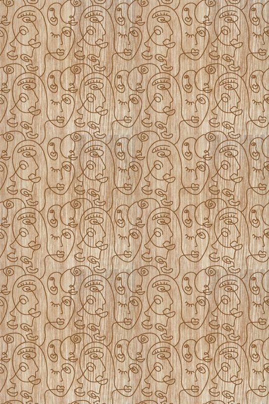 Tapis vinyle texture femmes dessinées beige abstrait - TenStickers