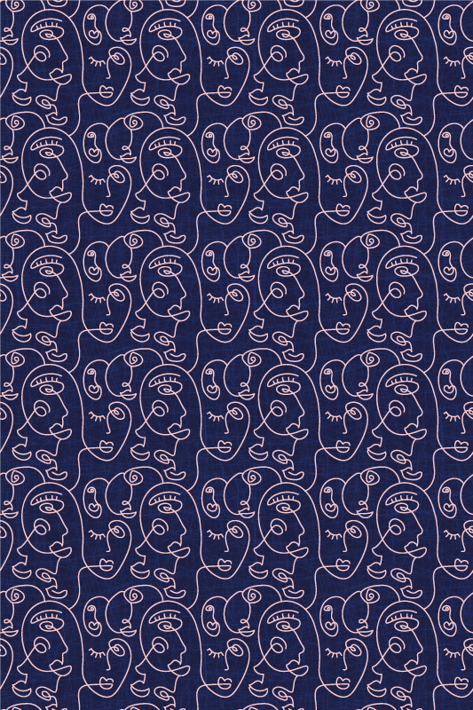 Tapis vinyle texture femmes dessinées en bleu abstrait - TenStickers
