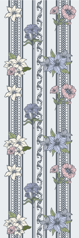 Tapis vinyle vintage design rayures florales vintage - TenStickers