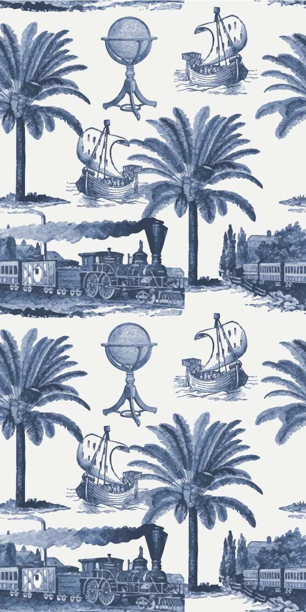 Tapis vinyle vintage motif vintage français bleu - TenStickers