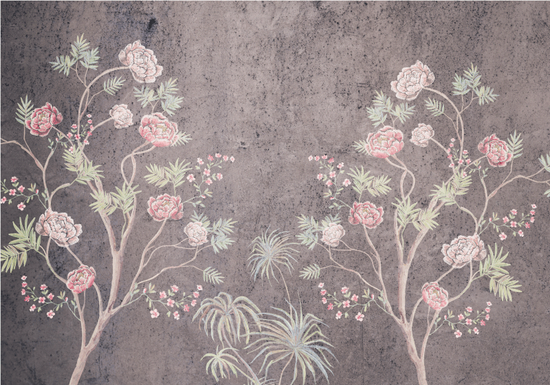 Tapis vinyle vintage arbre rose style vintage - TenStickers